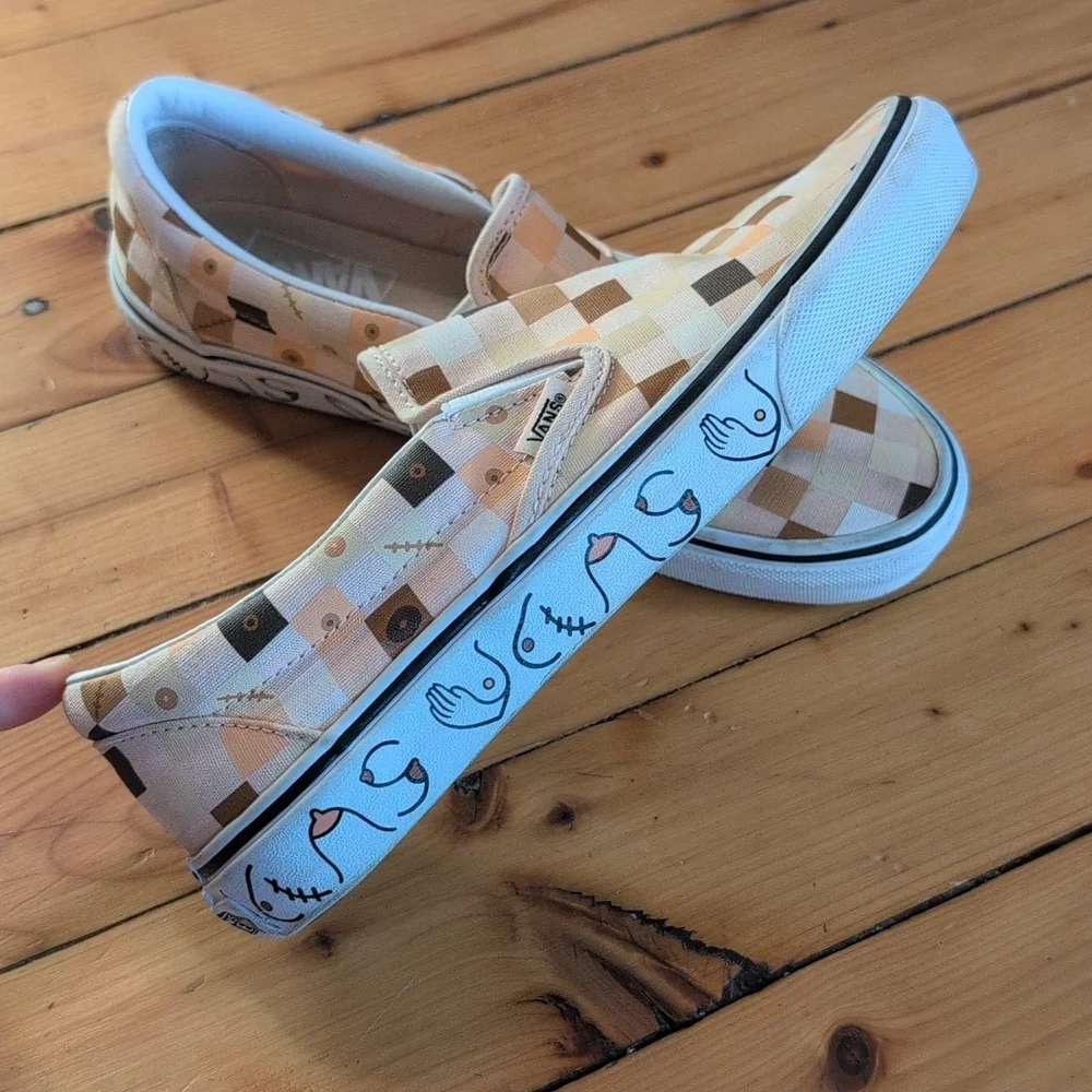 Tan Checker Vans (Breast Cancer Awareness) - Picture 2 of 3